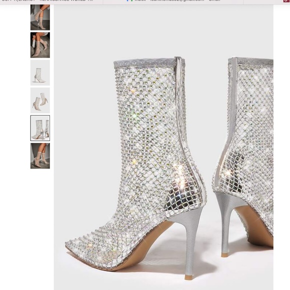 CUCCOO Trending Rhinestone Decor Hollow Out Stiletto Heeled Sandal Boots - Picture 5 of 6